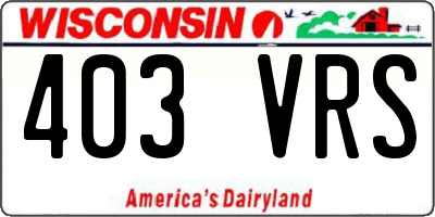 WI license plate 403VRS