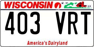 WI license plate 403VRT
