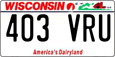 WI license plate 403VRU