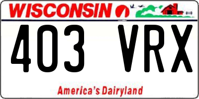 WI license plate 403VRX