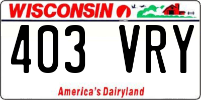 WI license plate 403VRY