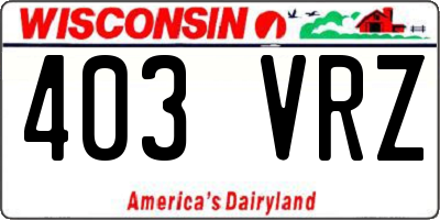 WI license plate 403VRZ