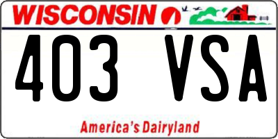 WI license plate 403VSA