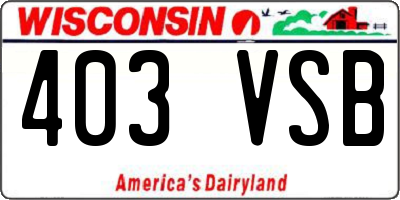 WI license plate 403VSB