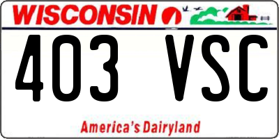 WI license plate 403VSC
