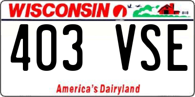 WI license plate 403VSE