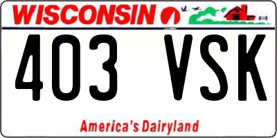 WI license plate 403VSK