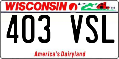 WI license plate 403VSL