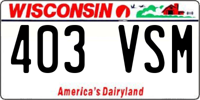 WI license plate 403VSM