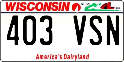 WI license plate 403VSN