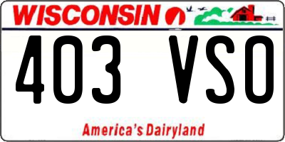 WI license plate 403VSO