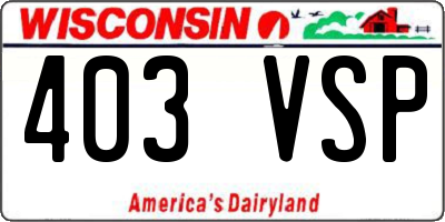 WI license plate 403VSP