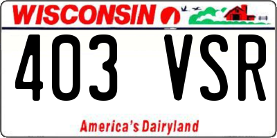 WI license plate 403VSR