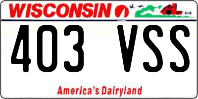 WI license plate 403VSS