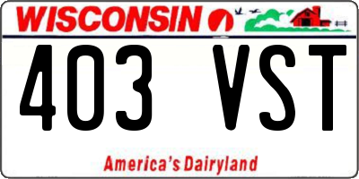 WI license plate 403VST