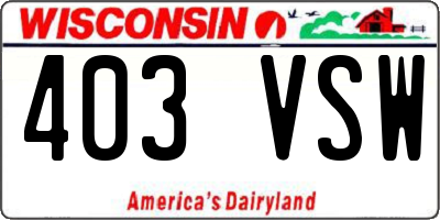 WI license plate 403VSW