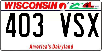 WI license plate 403VSX
