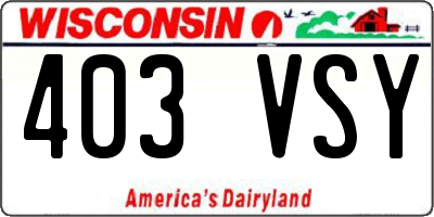 WI license plate 403VSY
