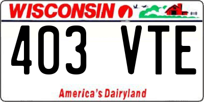 WI license plate 403VTE