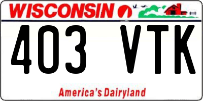 WI license plate 403VTK