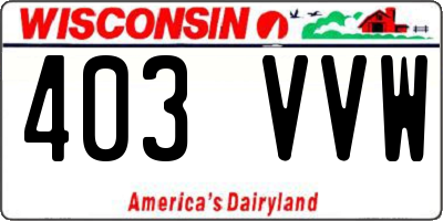 WI license plate 403VVW