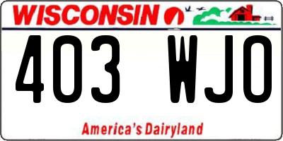 WI license plate 403WJO