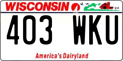 WI license plate 403WKU