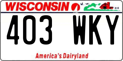 WI license plate 403WKY
