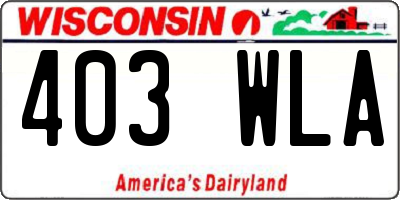 WI license plate 403WLA