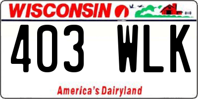 WI license plate 403WLK