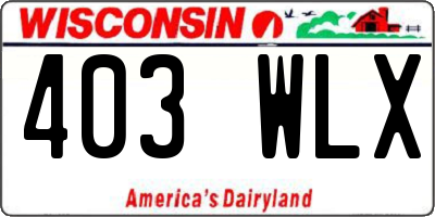 WI license plate 403WLX