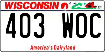 WI license plate 403WOC