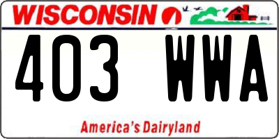 WI license plate 403WWA