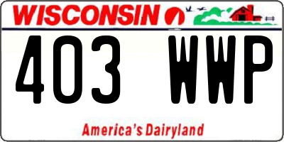 WI license plate 403WWP