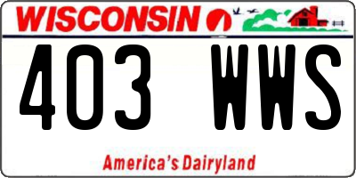 WI license plate 403WWS