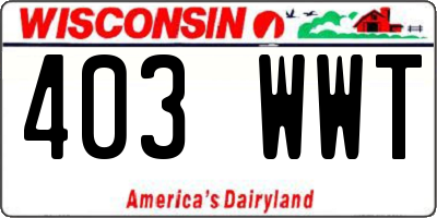 WI license plate 403WWT