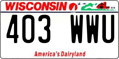 WI license plate 403WWU