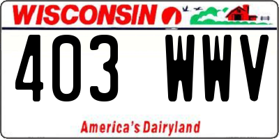 WI license plate 403WWV