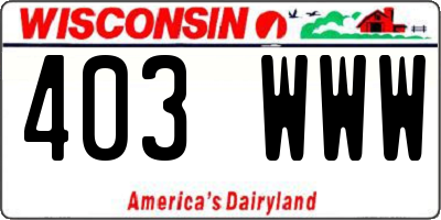 WI license plate 403WWW