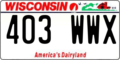WI license plate 403WWX