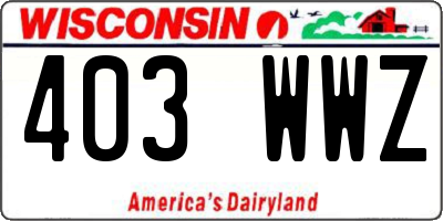 WI license plate 403WWZ