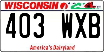 WI license plate 403WXB