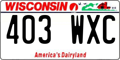 WI license plate 403WXC