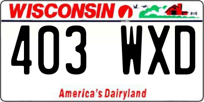 WI license plate 403WXD