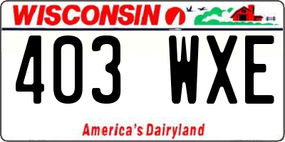WI license plate 403WXE