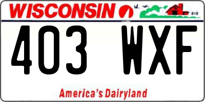 WI license plate 403WXF