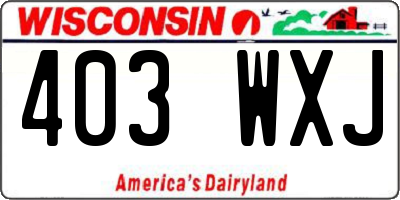 WI license plate 403WXJ