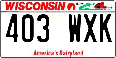 WI license plate 403WXK