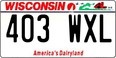 WI license plate 403WXL