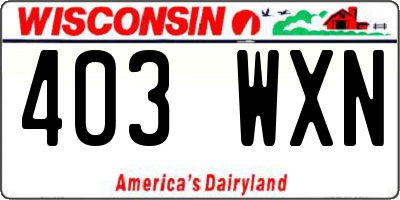 WI license plate 403WXN